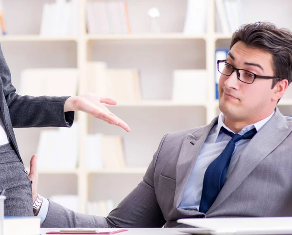 Sexual harassment concept with man and woman in office — Stock Photo, Image