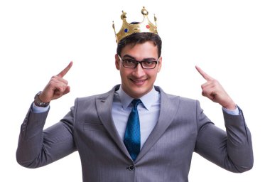 Kral işadamı beyaz arka planda izole edilmiş