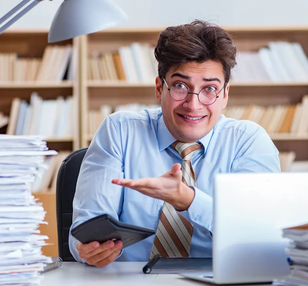 Funny accountant bookkeeper working in the office