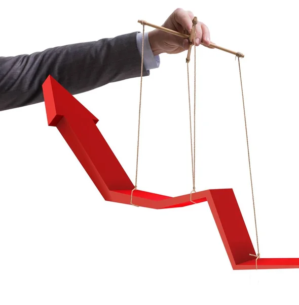 Kézzel támogatja a növekedési diagram vonal — Stock Fotó