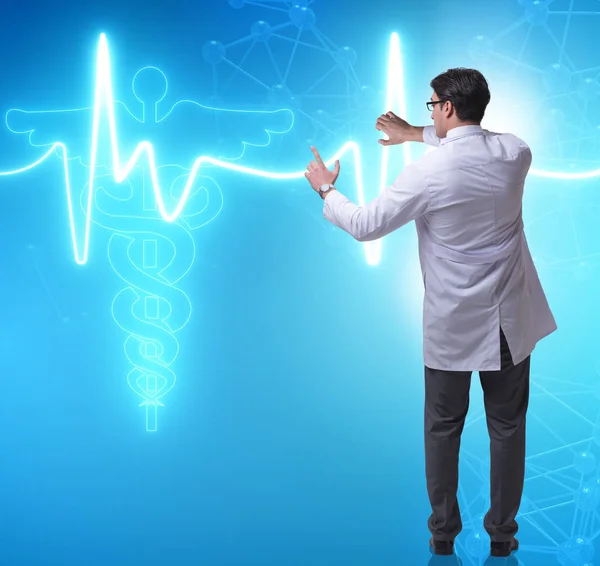 Concetto di telemedicina con medico che preme pulsanti virtuali — Foto Stock