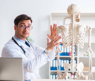 İskeleti beyaz olan Yong erkek doktoru.