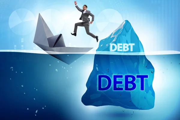 Schuld-en leningconcept met verborgen ijsberg — Stockfoto