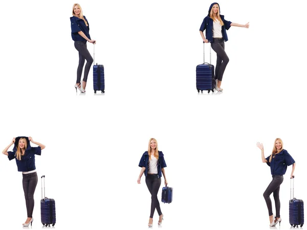 Piękna kobieta z walizką w koncepcji wakacji — Zdjęcie stockowe