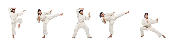 Karate-Kämpfer isoliert auf weiß — Stockfoto