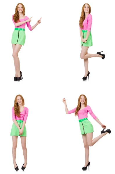 Mooie vrouw in groene rok — Stockfoto
