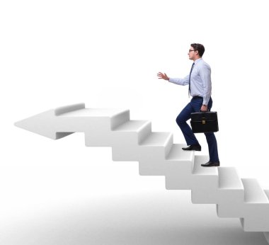 İş adamı iş dünyasında kariyer basamaklarını tırmanıyor