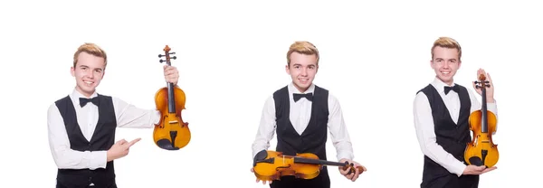 Jogador de violino engraçado em branco — Fotografia de Stock