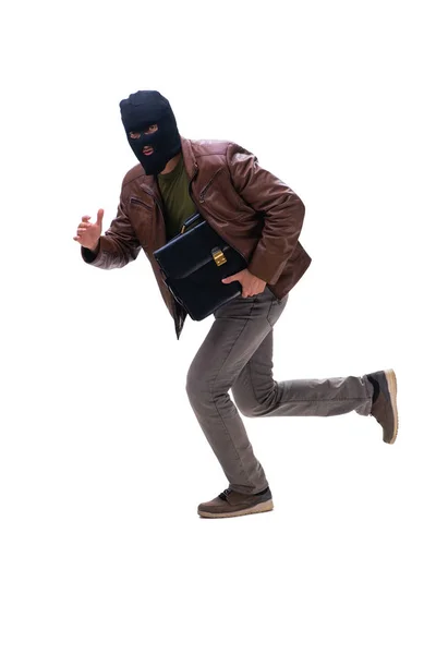 Rånare bär balaclava isolerad på vit bakgrund — Stockfoto