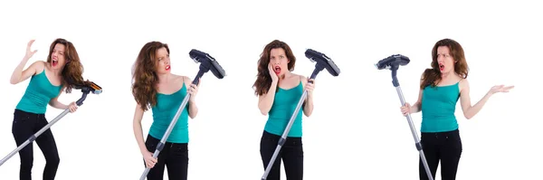 Frau erledigt Hausarbeit zu Hause — Stockfoto