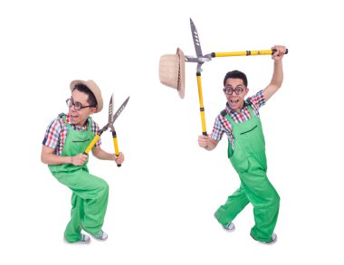 komik adam beyaz makası ile