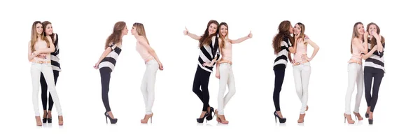Дві жінки друзі ізольовані на білому — стокове фото