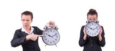 Beyaz Dev saati olan kadın