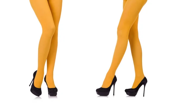 Женские ноги в длинных чулках — стоковое фото