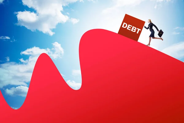 Koncepce dluhu a úvěru u podnikatelky — Stock fotografie