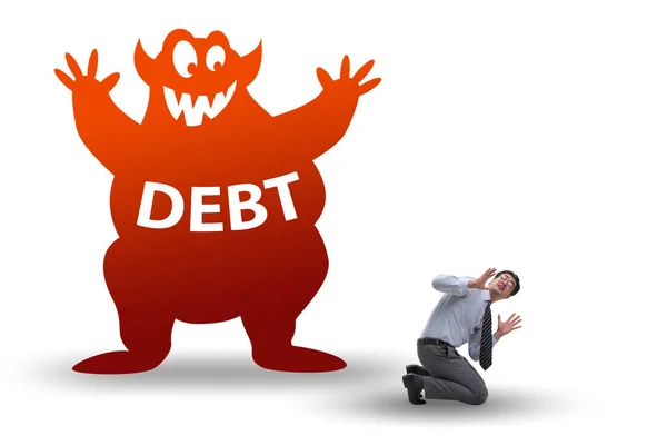 Podnikatel v dluhové a úvěrové koncepci — Stock fotografie
