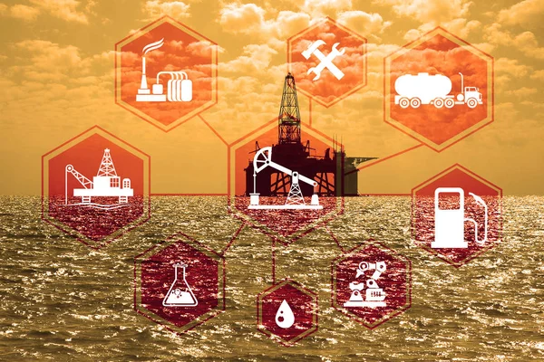 Concepto de automatización en la industria del petróleo y el gas —  Fotos de Stock