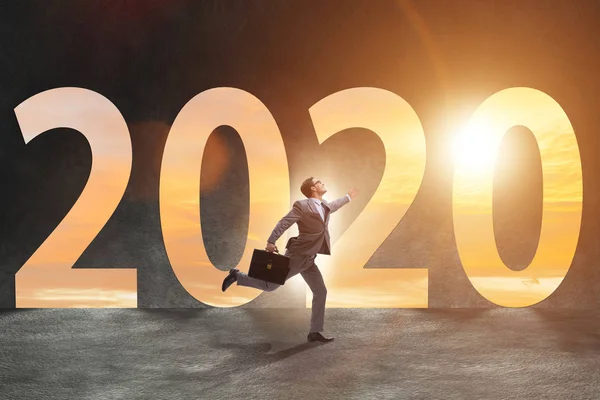 Επιχειρηματίας και έννοια του νέου έτους 2020 — Φωτογραφία Αρχείου