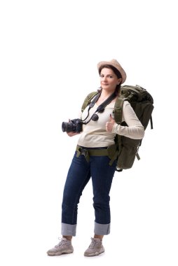 Beyaz tenli yaşlı kadın turist