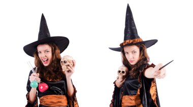 Beyaz arkaplanda izole cadı