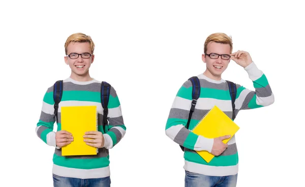 Junge Studentin isoliert auf weißem Hintergrund — Stockfoto