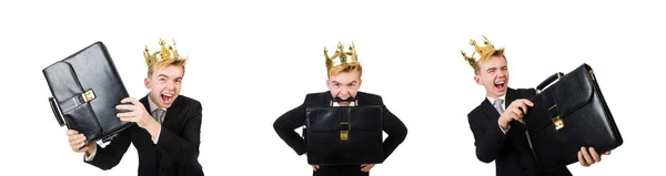 Concept of king businessman with crown — Stock Photo, Image