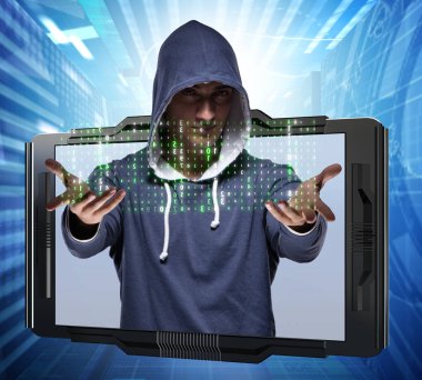 Siber güvenlik konseptinde genç bir hacker.