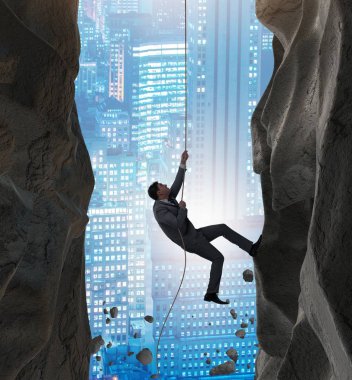 İş adamı iş kavramındaki zorlukların üstesinden geldi