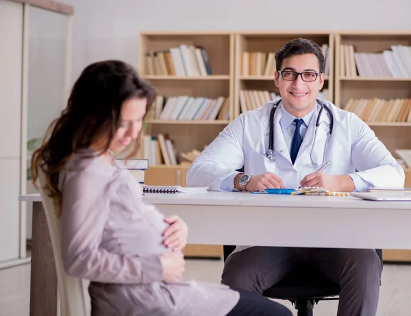 Hamile kadın muayene için doktoru ziyaret ediyor.
