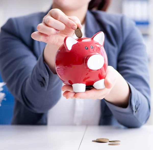 Businesswoman in pension savings concept — Stock Photo, Image