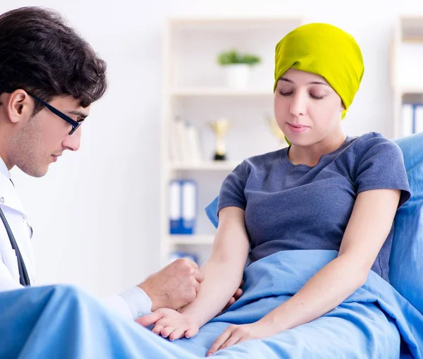 Cancer patient visiting doctor for medical consultation in clini