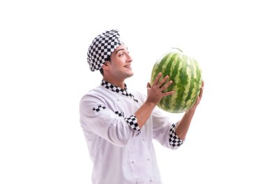 Beyaz karpuzlu genç aşçı.