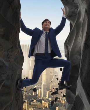 İş adamı iş kavramındaki zorlukların üstesinden geldi