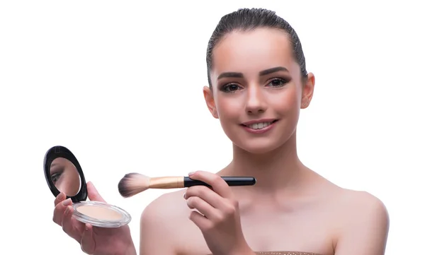 Женщина в красоте концепция нанесения макияжа с помощью косметики — стоковое фото