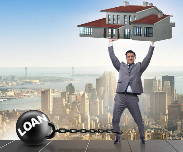 Imprenditore nel concetto di finanziamento del debito ipotecario — Foto Stock