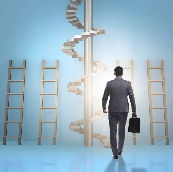 Career progression concept with ladders and staircase — Stock Photo, Image