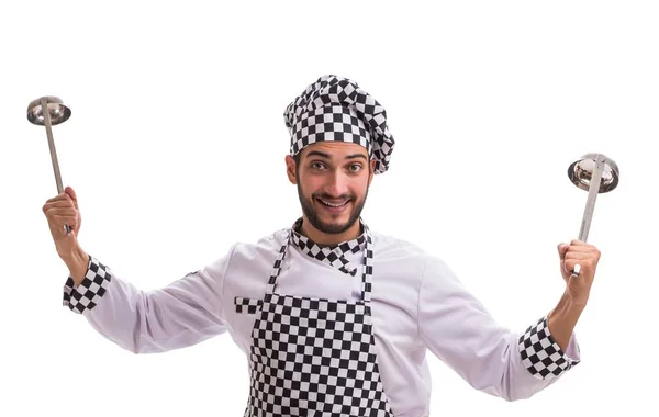 Bucătar de sex masculin izolat pe fundal alb — Fotografie, imagine de stoc