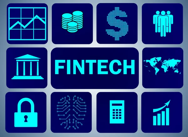 Fintech στην έννοια της χρηματοοικονομικής τεχνολογίας — Φωτογραφία Αρχείου