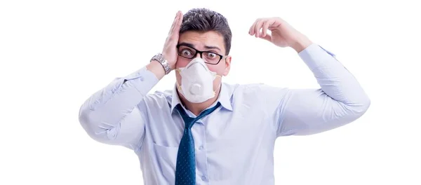 Affärsman svettas överdrivet luktar illa isolerad på vitt — Stockfoto
