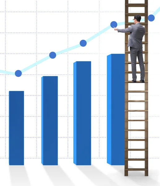 Empresario escalando hacia el crecimiento de las estadísticas — Foto de Stock