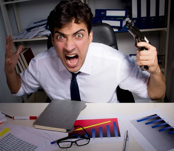 Man businessman working late hours in the office — Stock Photo, Image