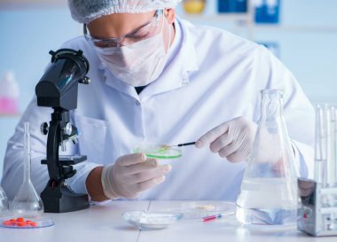 Bir laboratuarda deney yapan kadın bir bilim adamı.