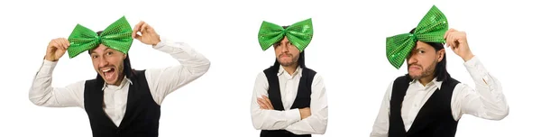 Hombre con corbata verde grande en concepto divertido —  Fotos de Stock