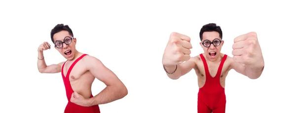 Divertido luchador aislado en blanco — Foto de Stock