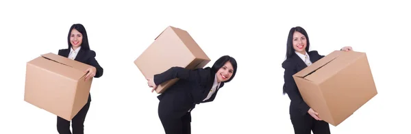 Nő a fehér doboz — Stock Fotó