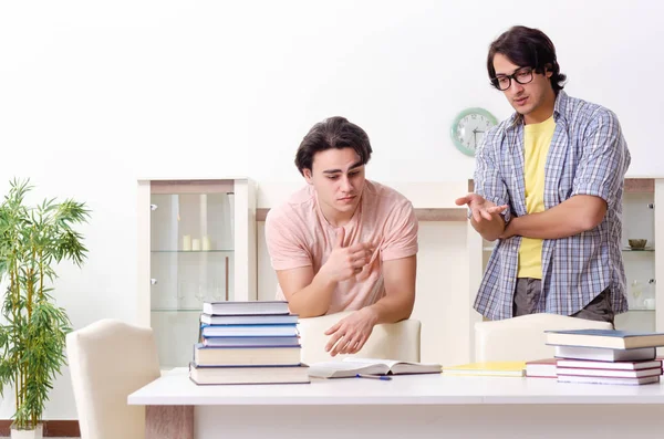 Two male students preparing for exams at home — Stock Photo, Image