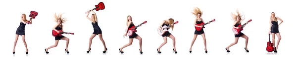 白人に孤立したギターを弾く女 — ストック写真