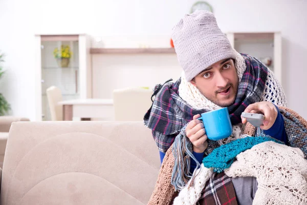 Young man suffering at home — Stock Photo, Image