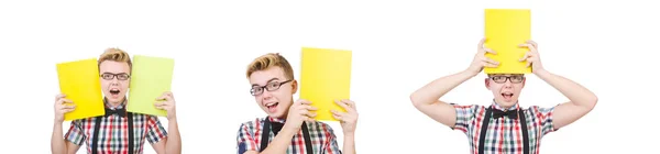 Junge Studentin isoliert auf weißem Hintergrund — Stockfoto