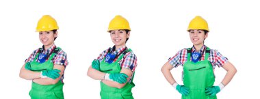 genç kadın yeşil tulumu